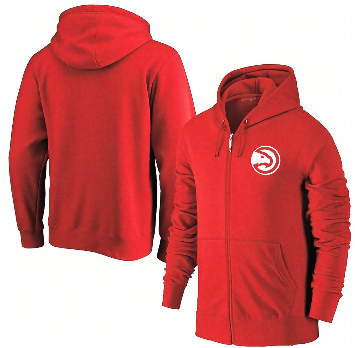 Men Atlanta Hawks Red Zipper hoodie 2025 NBA Jersey style 1